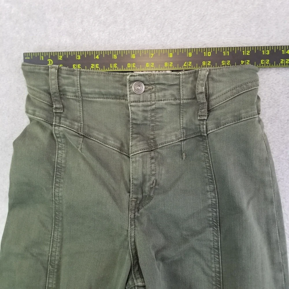 Free People Jayde Flare Pants Womens 26 Olive Green High Rise Wide Leg Seam